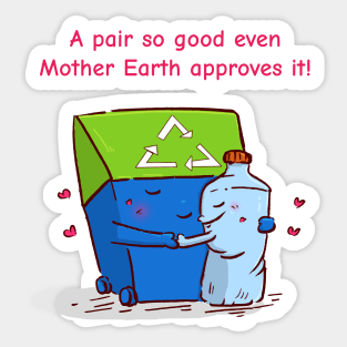 Recycling Love Recycle bin hugging plastic bottle Sticker